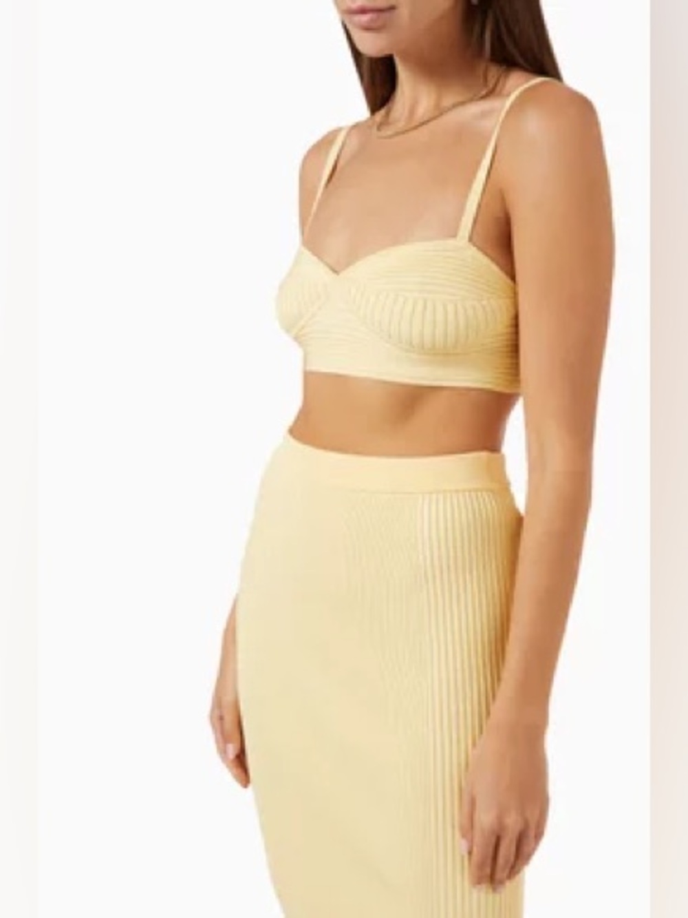 SIMKHAI Linden Bralette in Rib Knit, yellow
